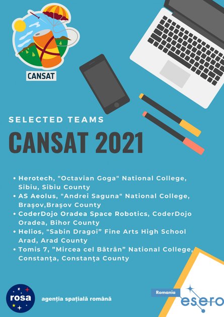 Echipe selectate pentru competiția CanSat 2021 - ESERO Romania